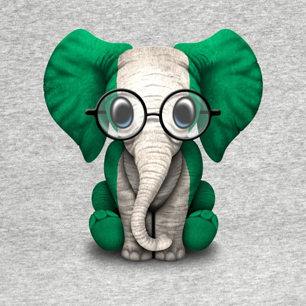 Baby Elephant with Glasses and Nigerian Flag by jeffbartels